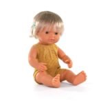 Boneca com Implante Auditivo e Macacão Ocre 38cm