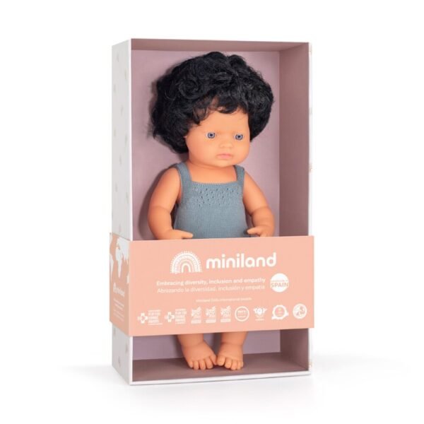 Boneca Morena com Caracóis e Macacão Chumbo 38cm - Image 4