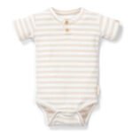 Body de Manga Curta | Stripe Sand/White