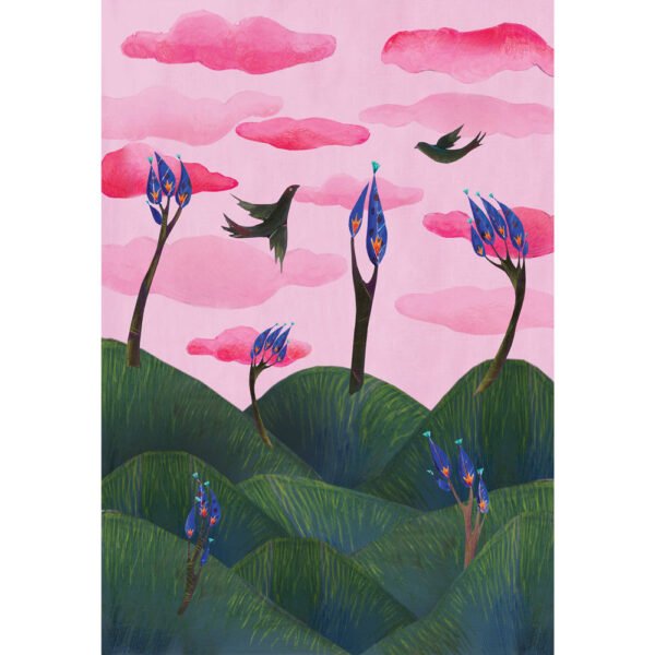 Caixa de jóias musical ‘Ethereal’ com suporte para anéis e espelho largo ‘Happy Birds’ - Image 3