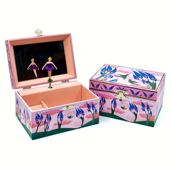 Caixa de jóias musical ‘Ethereal’ com suporte para anéis e espelho largo ‘Happy Birds’ - Image 5