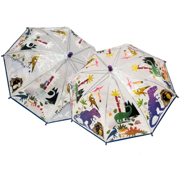 Guarda-chuva Transparente – Muda de Cor – Dino | Floss&Rock
