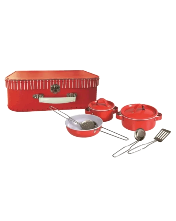 Set de Culinária em Metal com Mala Vermelha - Image 1