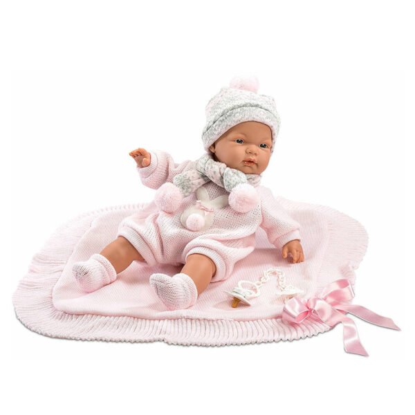 Bebé Joelle Recém Nascido Chorona com Manta Rosa - 38 cm
