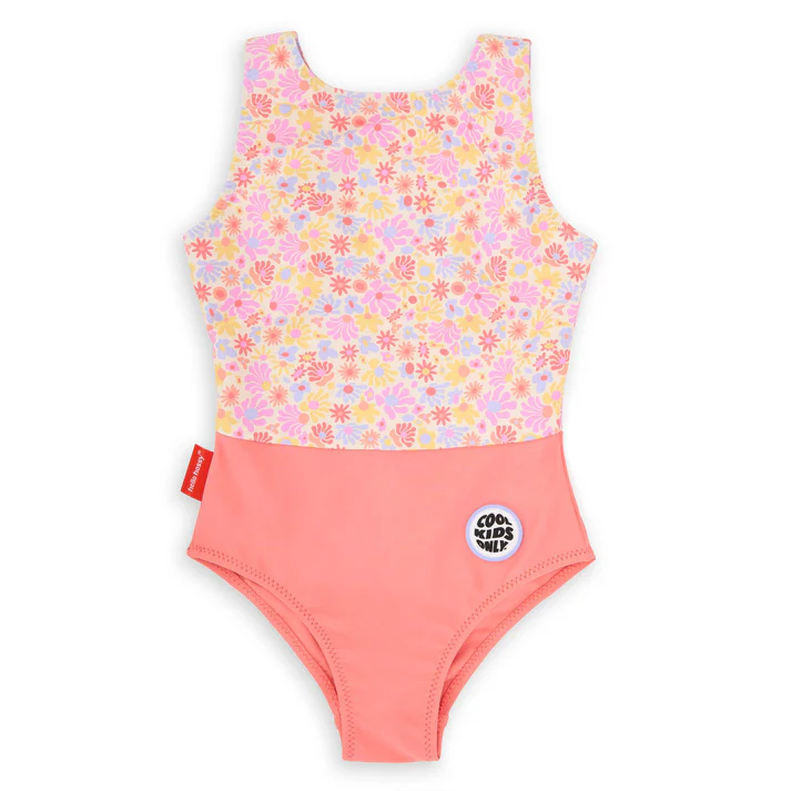 maillot-de-bain-colore-enfants-fille-rose-fleurs-hello-hossy Fato de Banho - Retro Flowers - Image 1
