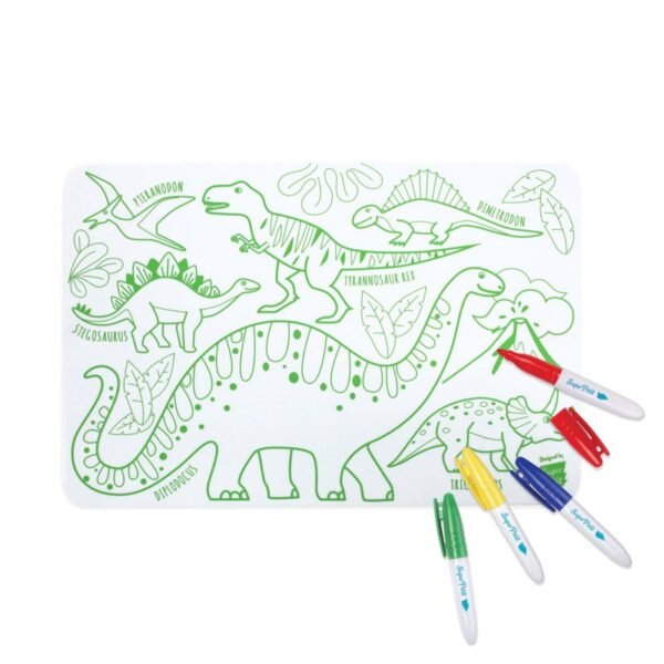 Mini Individual Reversivel em Silicone - Dino | Com 4 Marcadores Apagáveis - Image 4