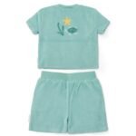 Conjunto T-shirt e Calções "Conchas e Riscas – Azul Mar" - Image 3