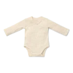 Body envelope de manga comprida Soft Beige Stripe