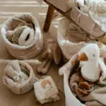 Cesto de arrumação pequeno - Pure Soft Beige com riscas - Image 3