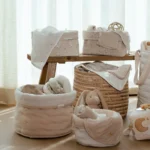 Cesto de arrumação grande - Pure Soft Beige com riscas - Image 5