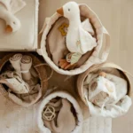 Cesto de arrumação grande - Pure Soft Beige com riscas - Image 3