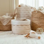 Cesto de arrumação grande - Pure Soft Beige com riscas - Image 2