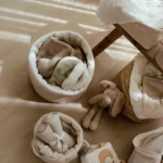 Cesto de arrumação grande - Pure Soft Beige com riscas - Image 4