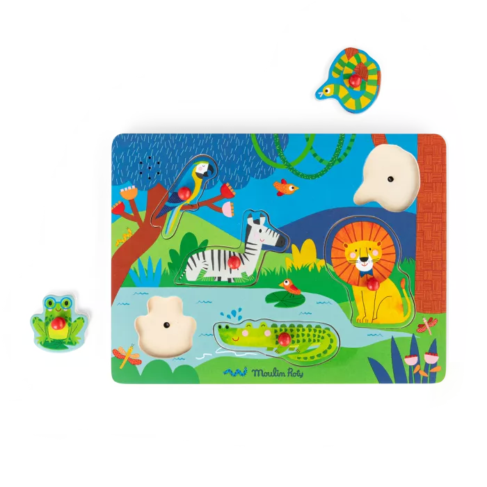 Puzzle com Som em Madeira Animais Les Popipop - Moulin Roty - Image 4