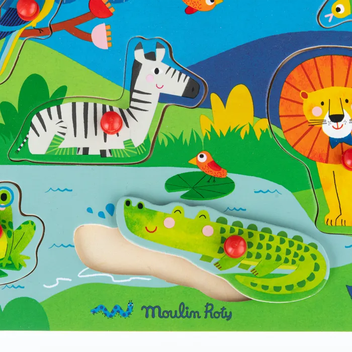 Puzzle com Som em Madeira Animais Les Popipop - Moulin Roty - Image 2