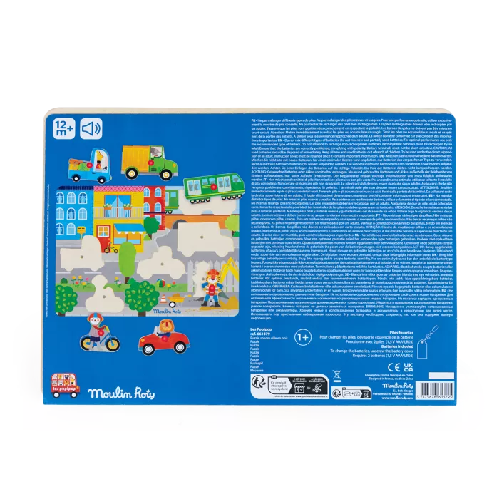 Puzzle com Som em Madeira Transportes Les Popipop - Moulin Roty - Image 5