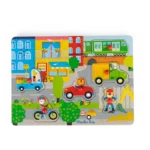 Puzzle com Som em Madeira Transportes Les Popipop - Moulin Roty