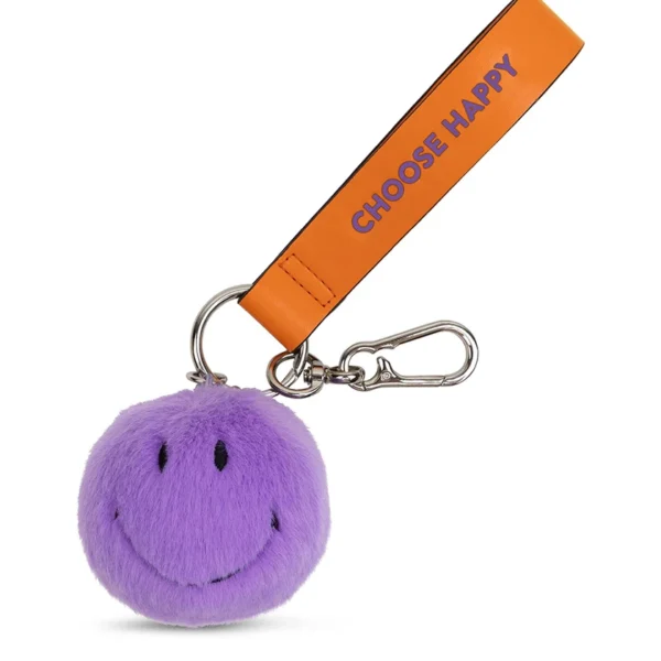 Smiley ECO Fuzzy Pingente de bolsa ou telemóvel Purple