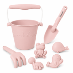 Set de Praia Scrunch - Balde | Pá | Moldes - Rosa Pastel
