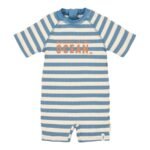 Fato de banho de manga curta Ocean Blue Stripes