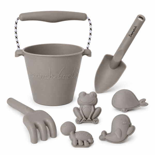 Set de Praia Scrunch - Balde | Pá | Moldes - Cinza